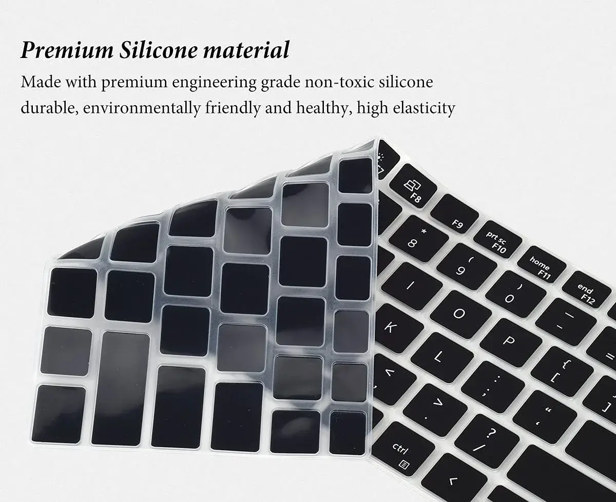 CASEDAO Black Silicone Keyboard Cover Skin for Dell Latitude 14" Laptops | US Layout Protector - view 4