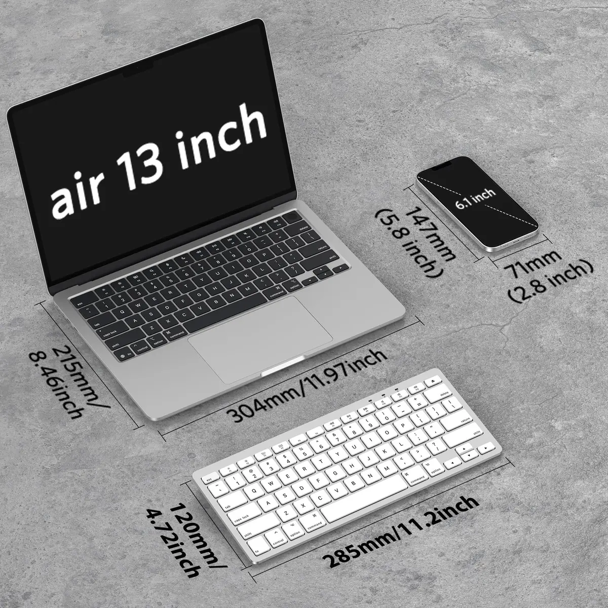 OMOTON Bluetooth Keyboard for Mac ONLY, Compact Wireless Keyboard 285mm x 120mm x 21.8mm | Mac OS X 10.10+ Compatible - view 2