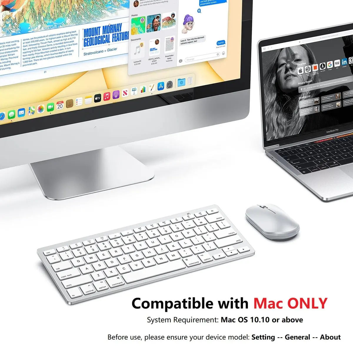 OMOTON Bluetooth Keyboard for Mac ONLY, Compact Wireless Keyboard 285mm x 120mm x 21.8mm | Mac OS X 10.10+ Compatible - view 4