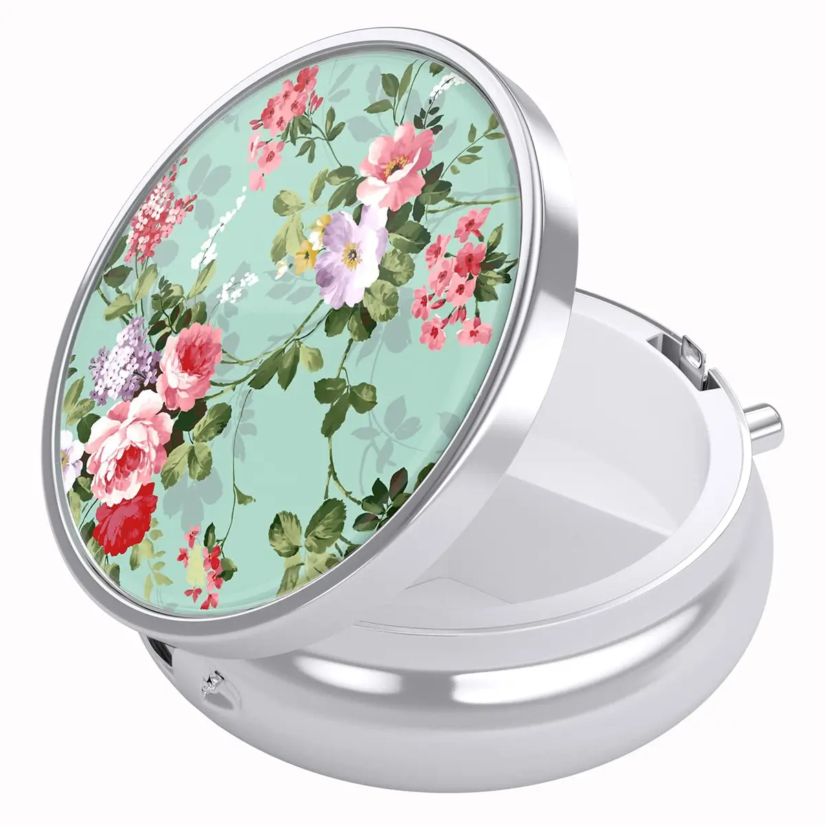 Nipichsha Pill Box Small Portable Medicine Organizer Graceful Peony | Compact, Sturdy & Stylish - main product image