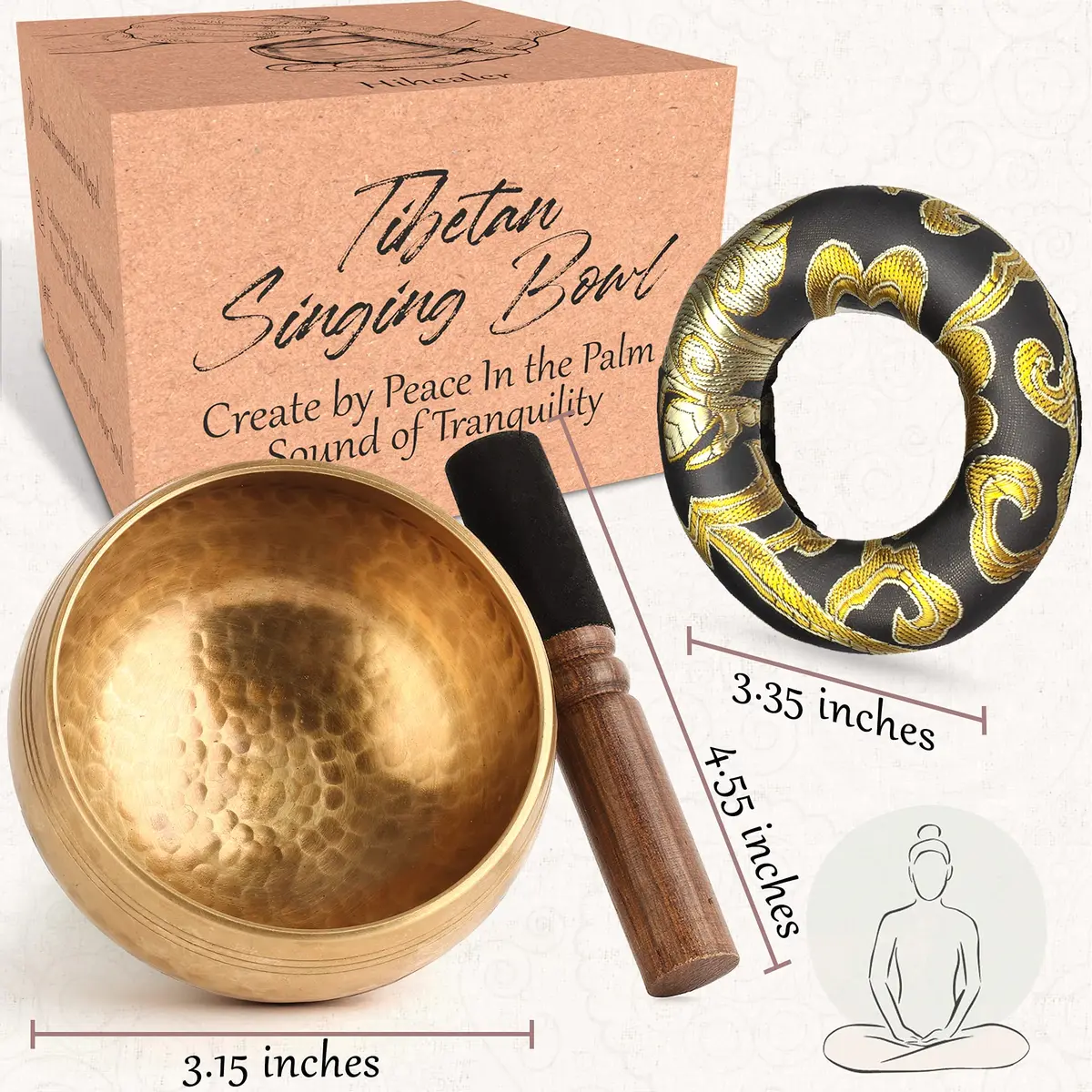 Relaehih Tibetan Singing Bowl Set 8.2 cm (3.15 Inch) | Hand-Hammered Nepal Meditation Chakra Sound Bowl - view 5