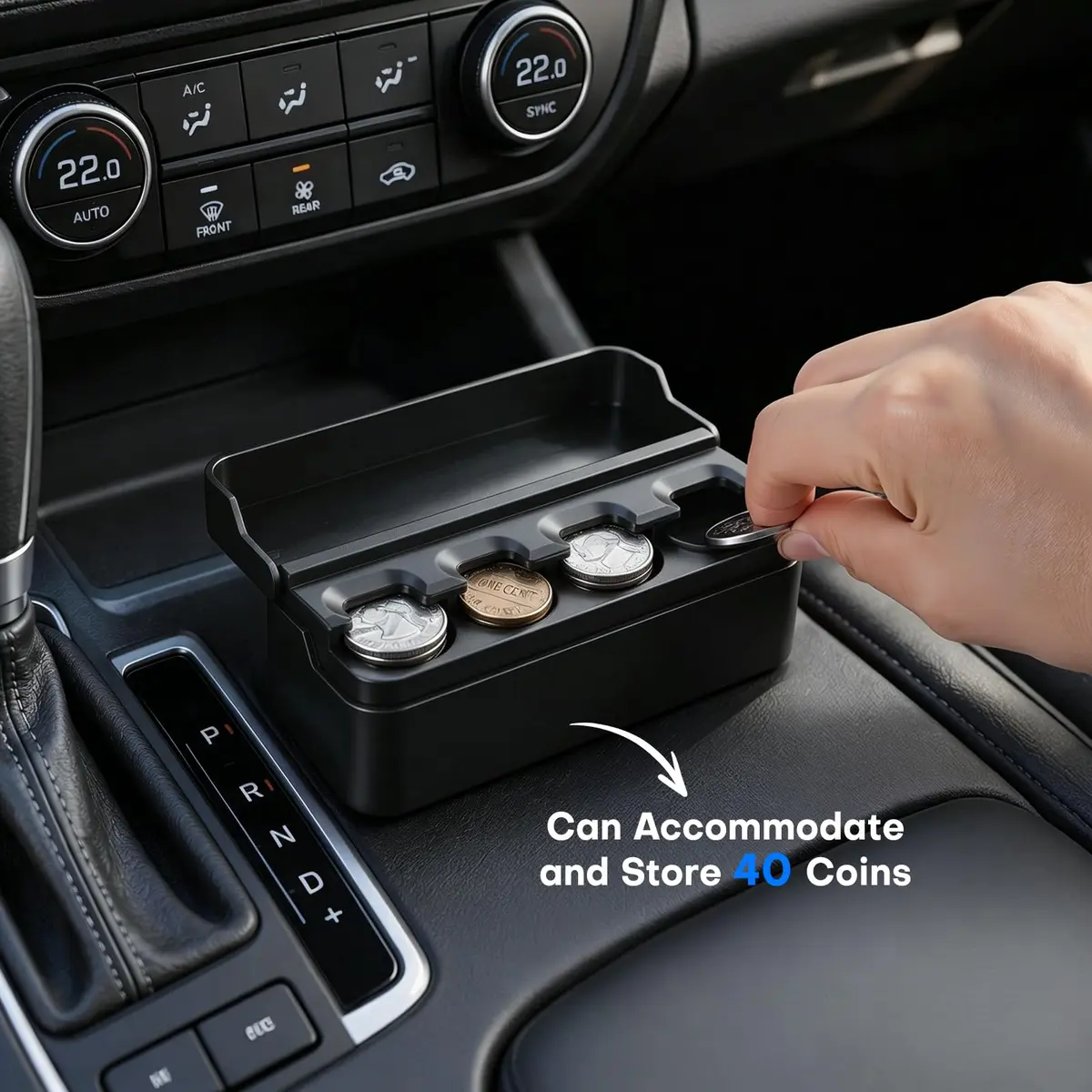 SINGARO Coin Holder for Car, Coin Change Organizer Compatible with Coins of Different Sizes, Dash-Mounted Holder Suitable for Most Cars, Trucks (Black) | Modern, Water-Resistant - view 4