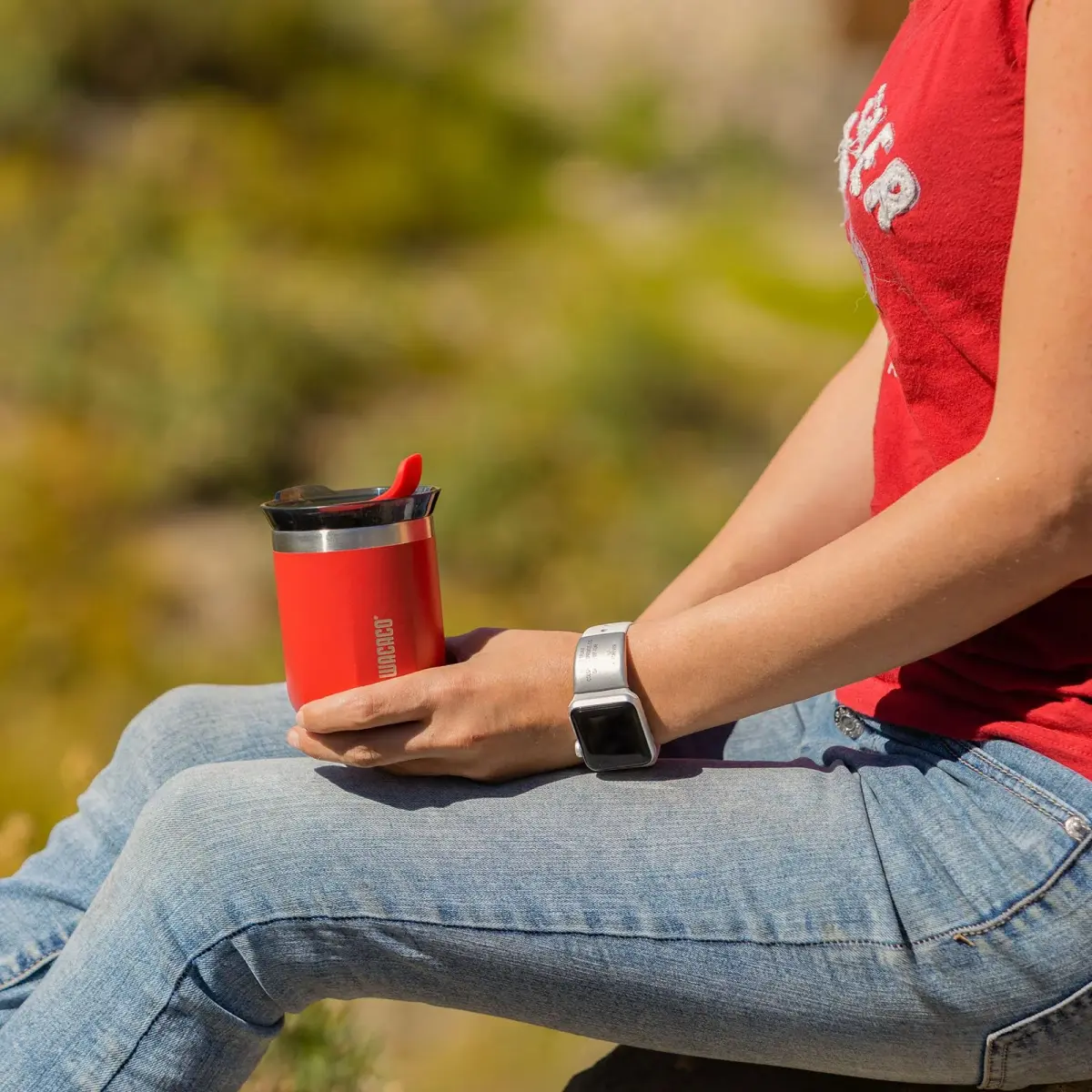 WACACO Octaroma Classico Vacuum Insulated Coffee Mug 180ml (6 fl oz) | Carmine Red Travel Tumbler - view 3