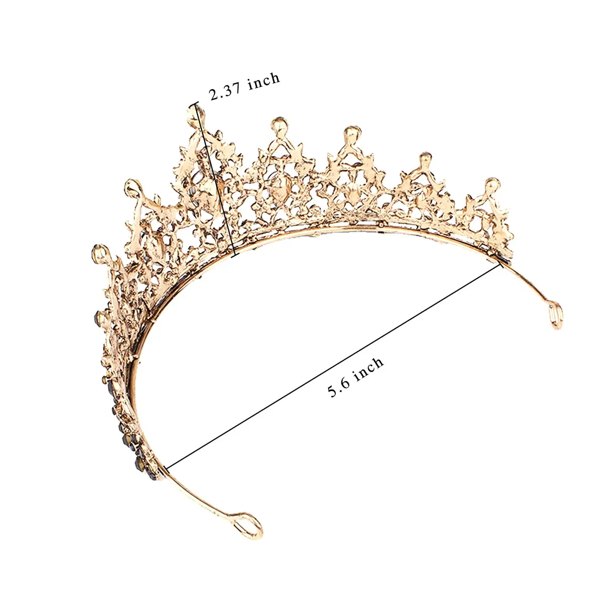 CAVETEE Black Crown for Women Halloween Party Favors 15cm | Luxurious Red Rhinestones Tiara - view 6