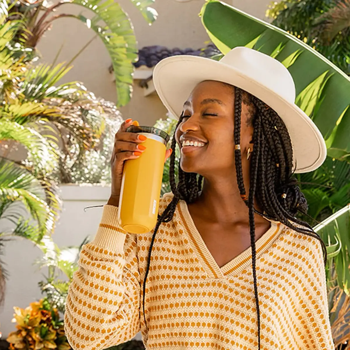 WACACO Octaroma Grande Vacuum Insulated Coffee Mug 435ml (15 fl oz) | Amber Yellow Travel Tumbler with Leak-Proof Lid - view 4