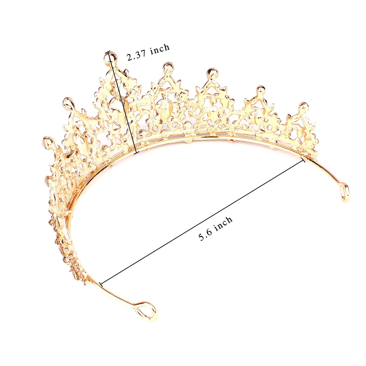 CAVETEE Champagne Gold Crowns for Women 15cm x 5.8cm | Luxurious Baroque Queen Tiara - view 3