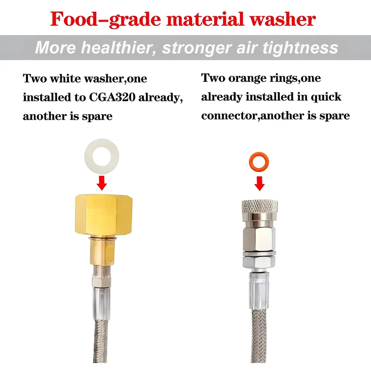 VaVoger Soda Machine Co2 Adapter with High Pressure Stainless Steel Hose 36 inch | Compatible with Jet Aqua Fizz - view 3