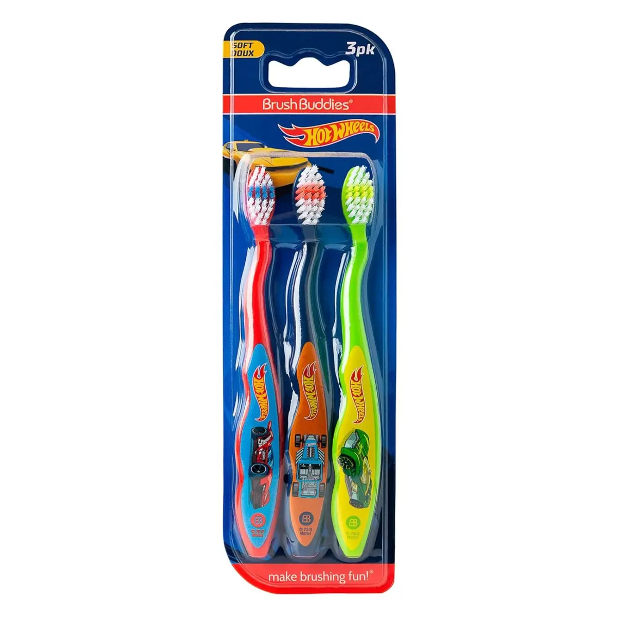 Brush Buddies Hot Wheels Manual Toothbrushes for Kids 3 Pack | Soft Bristles, Fun Multi-Colored Designs, Anti-Slip Handles, Perfect for Toddlers & Travel - main product image