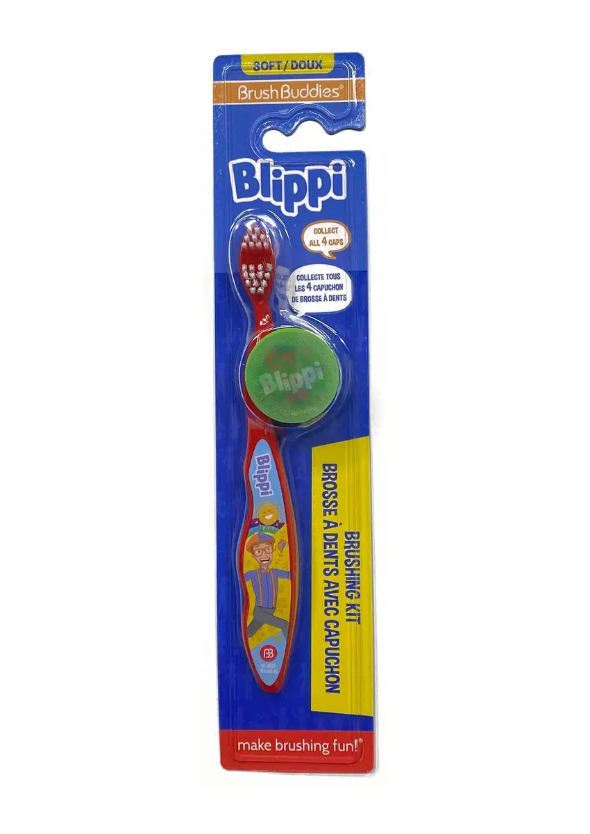 Brush Buddies Blippi Kids Toothbrush with Travel Cap | Soft Bristle, Multicolor, 2 Count - main product image
