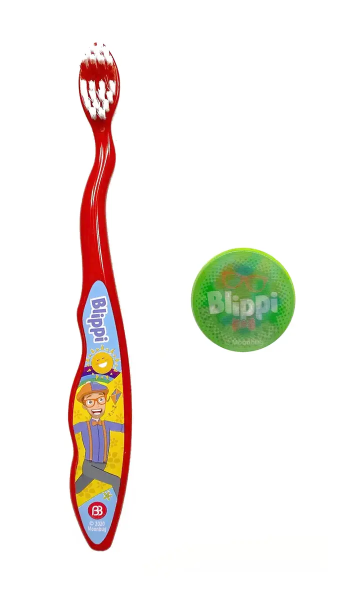 Brush Buddies Blippi Kids Toothbrush with Travel Cap | Soft Bristle, Multicolor, 2 Count - view 3