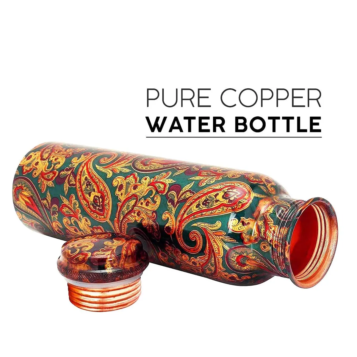 KC Pure Copper Water Bottle 1000ml (33.8 oz) | Ayurveda & Yoga Health Benefits - view 3