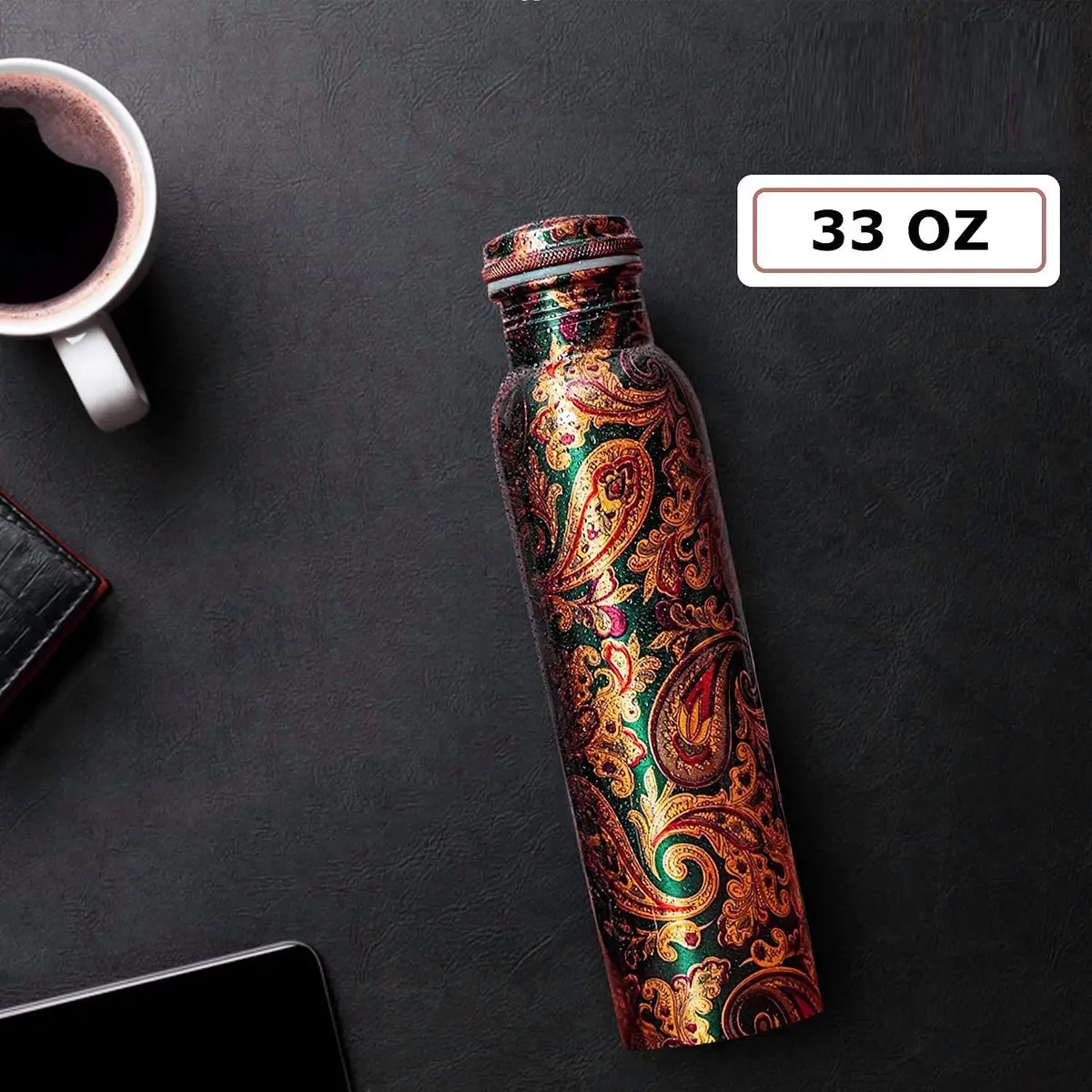 KC Pure Copper Water Bottle 1000ml (33.8 oz) | Ayurveda & Yoga Health Benefits - view 4