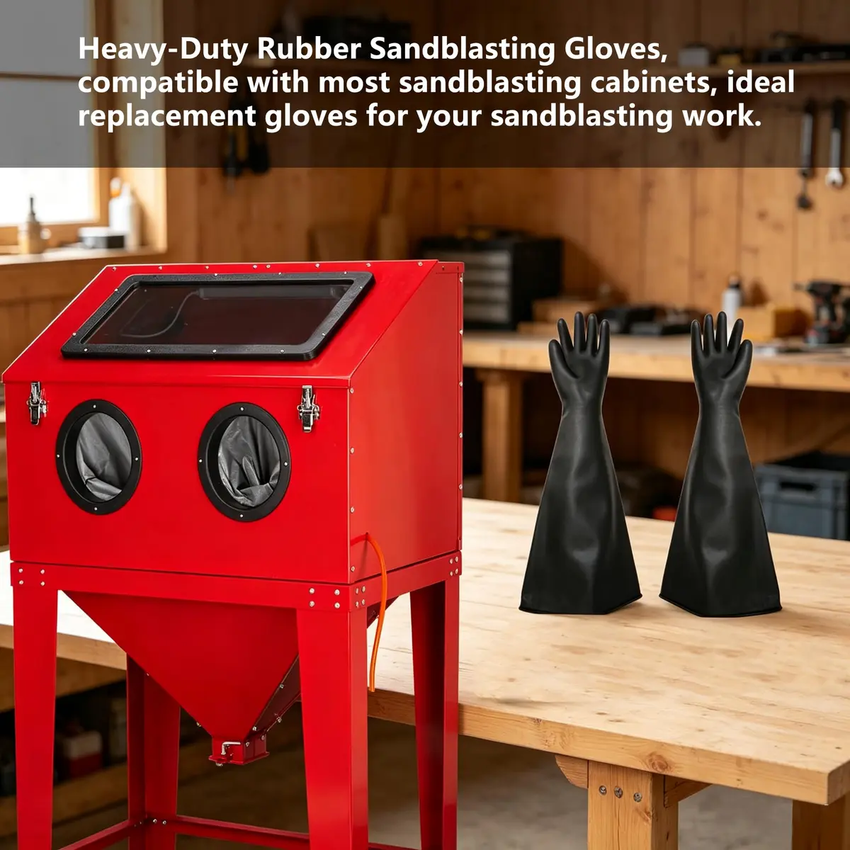 HOLDWIN Heavy Duty Sandblasting Gloves Rubber Gloves for Sandblaster 27.5" | High Wear Resistance & Safety - view 5