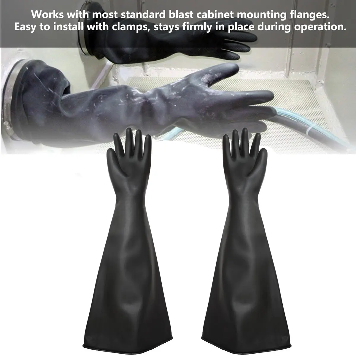 HOLDWIN Heavy Duty Sandblasting Gloves Rubber Gloves for Sandblaster 27.5" | High Wear Resistance & Safety - view 6