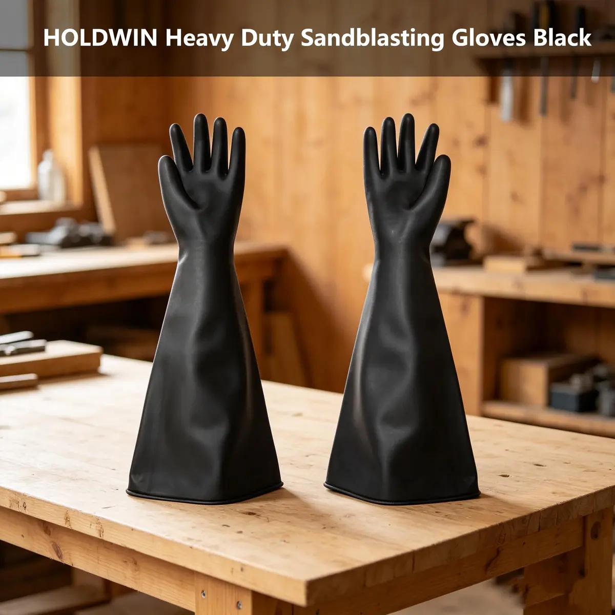 HOLDWIN Heavy Duty Sandblasting Gloves Rubber Gloves for Sandblaster 27.5" | High Wear Resistance & Safety - view 2