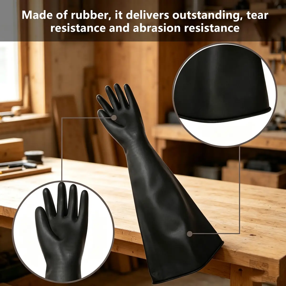 HOLDWIN Heavy Duty Sandblasting Gloves Rubber Gloves for Sandblaster 27.5" | High Wear Resistance & Safety - view 4