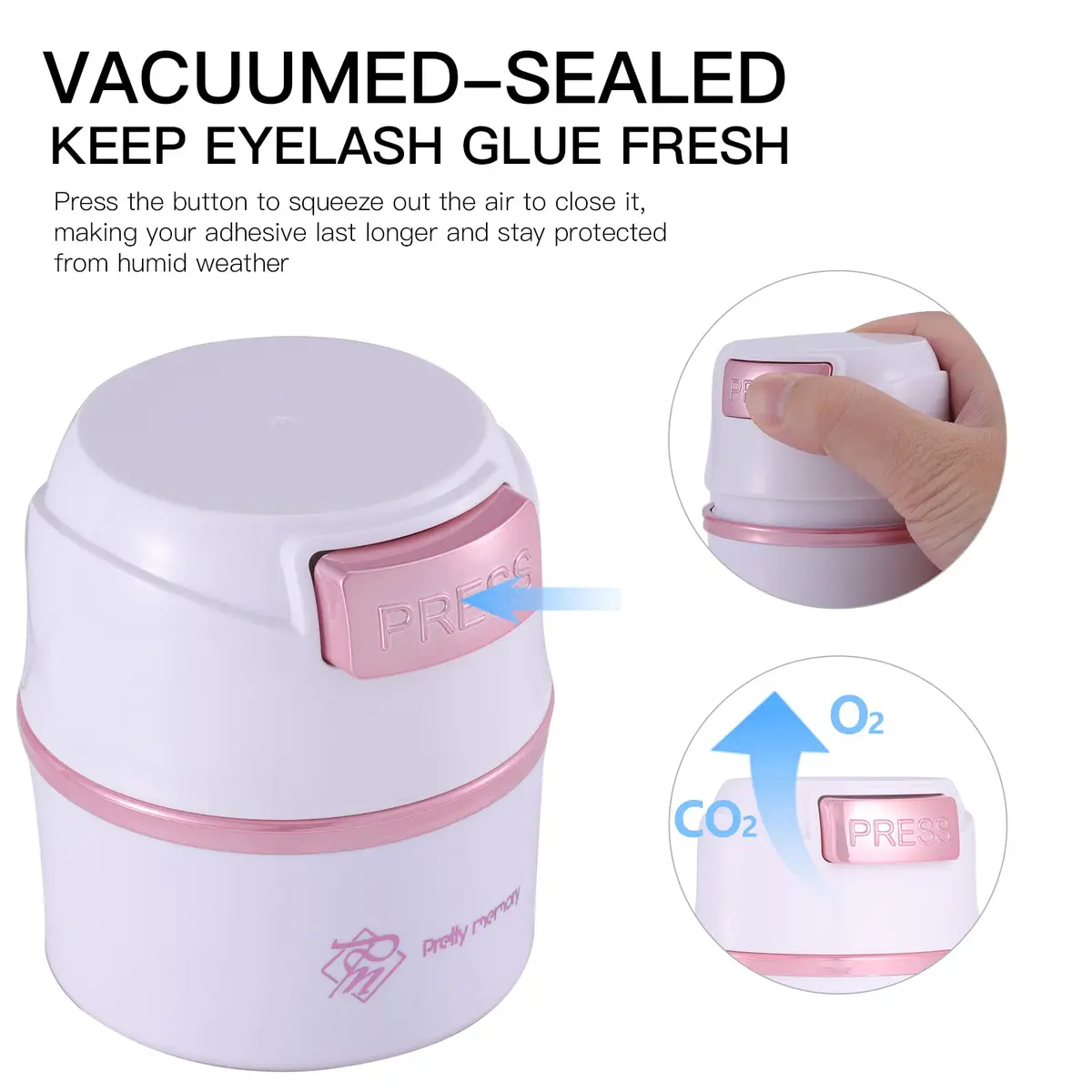 Pretty memory Lash Glue Holder for Eyelash Extensions | 3-8pcs Capacity, Airtight & Moisture-Proof Container - view 4