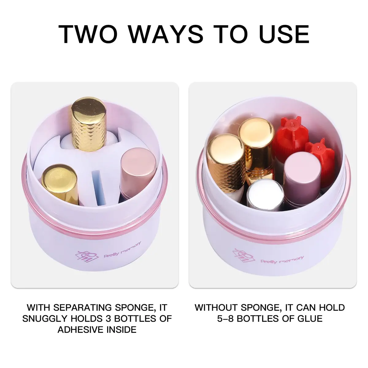 Pretty memory Lash Glue Holder for Eyelash Extensions | 3-8pcs Capacity, Airtight & Moisture-Proof Container - view 3