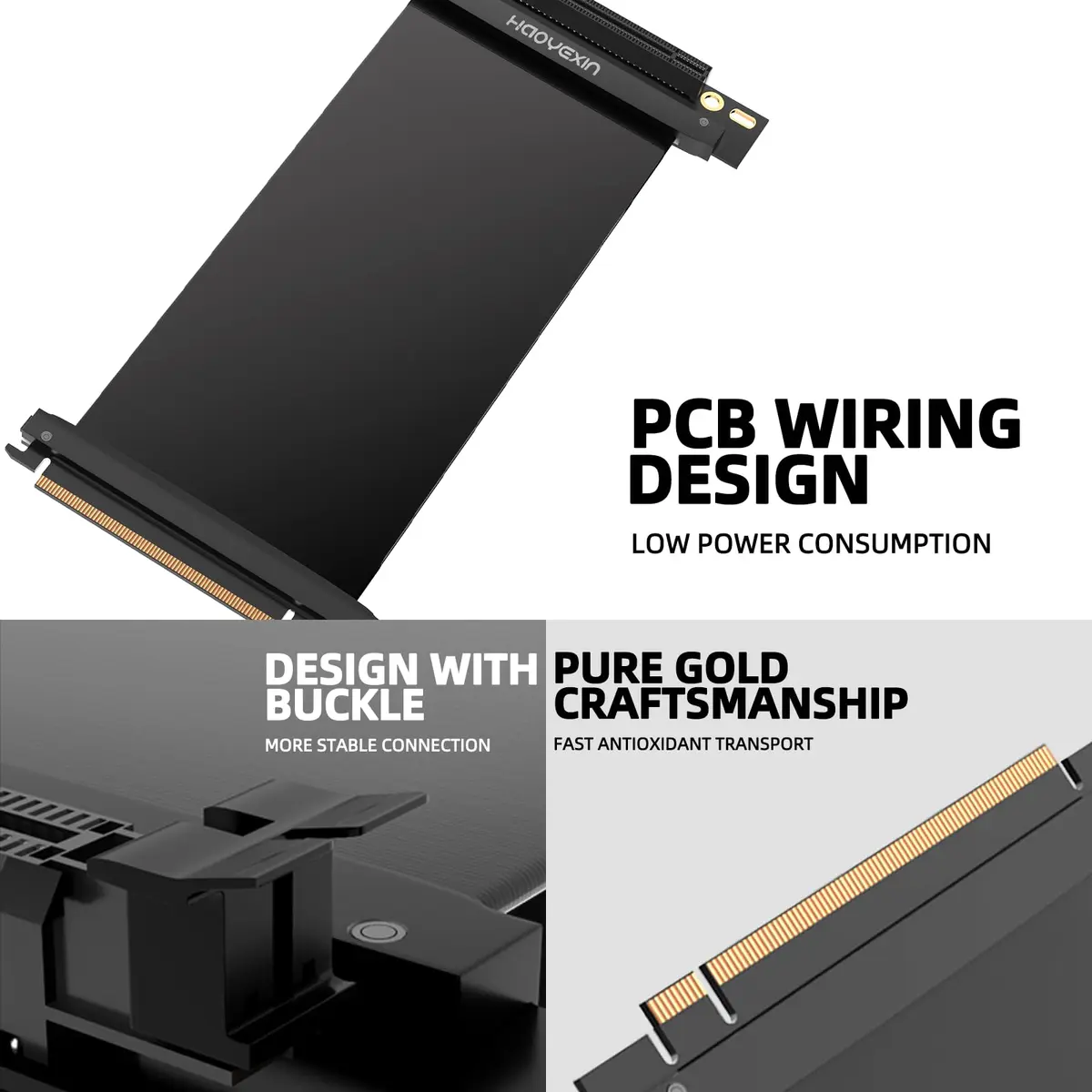 HAOYEXIN PCIE 3.0 X16 Extension Cable 20cm (8 inch) | Right Angle Connector for Vertical Installation - view 3