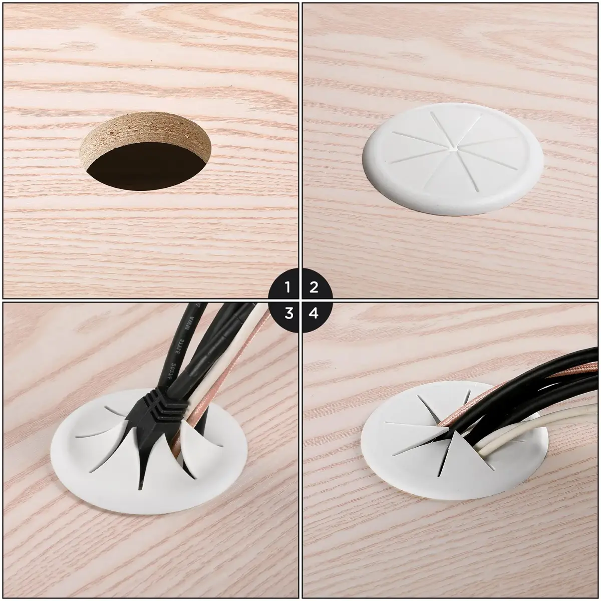 HYCC Flexible Desk Grommet 2-Pack White | Organize Wires Effectively - view 5