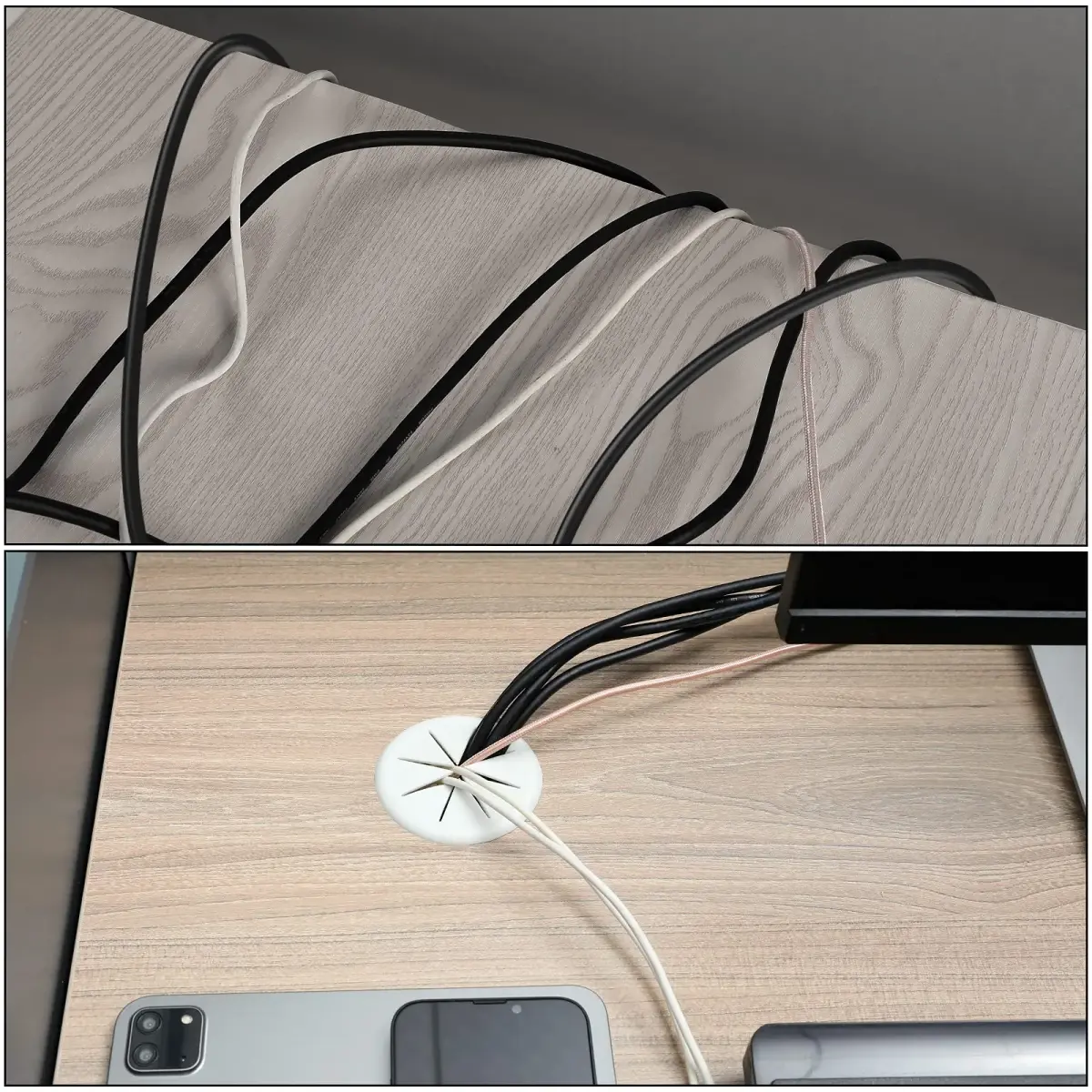 HYCC Flexible Desk Grommet 2-Pack White | Organize Wires Effectively - view 6