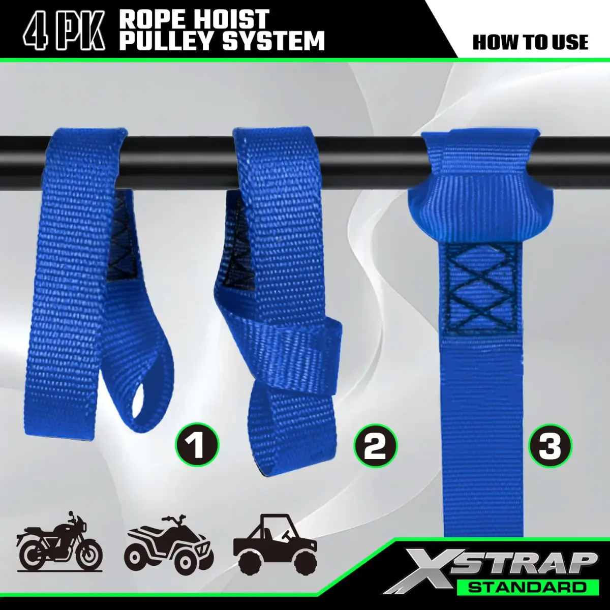 XSTRAP STANDARD Heavy-Duty 50 FT Reflective Rope Hoist Pulley System with 1000lb Capacity | 15.2m (50 ft) Black - view 3