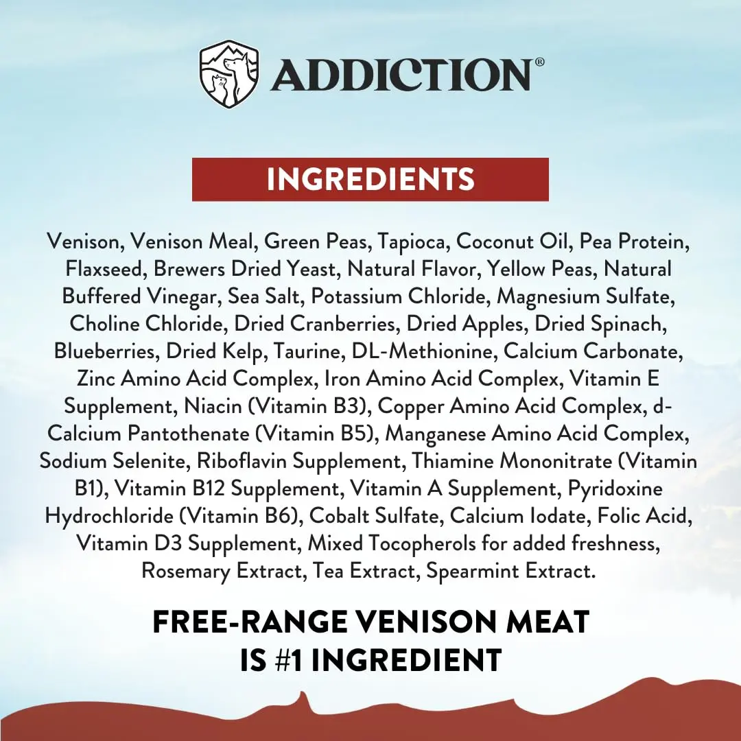 Addiction Viva La Venison Dog Food – Grain-Free Dry Dog Food with Novel Protein & Prebiotics, No Chicken, Beef, or Turkey – Made in New Zealand 4lb - view 7