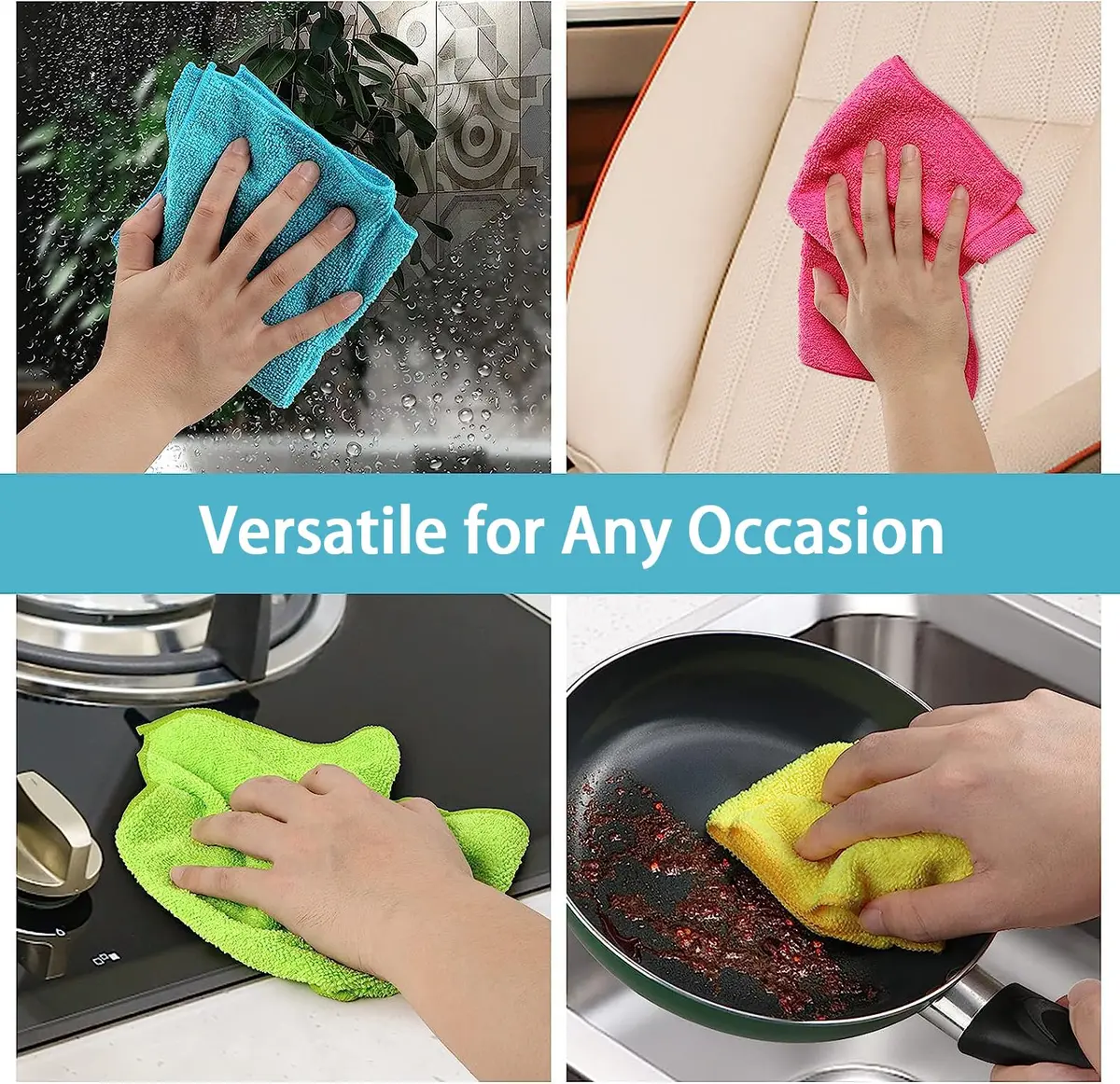 HOMEXCEL 50PK Microfiber Cleaning Cloth, 11.5x11.5in | Scratch-Free & Ultra-Absorbent - view 6