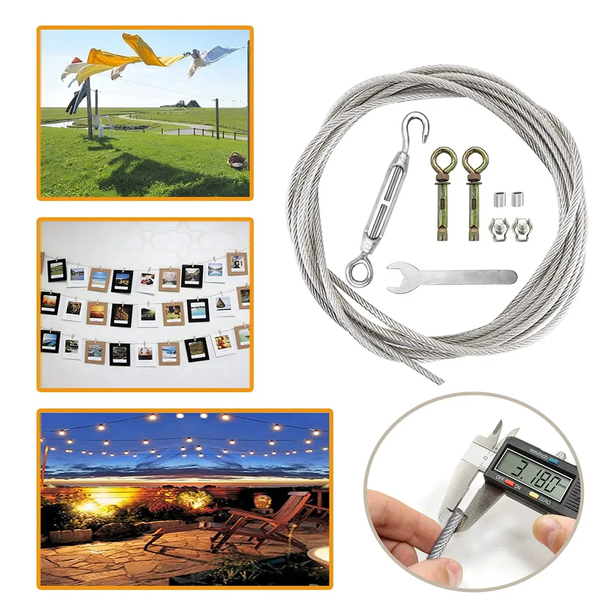 MHY 32ft (9.75m) Heavy Duty Stainless Steel Clothesline | Retractable System for Outdoor/Indoor Drying - view 4