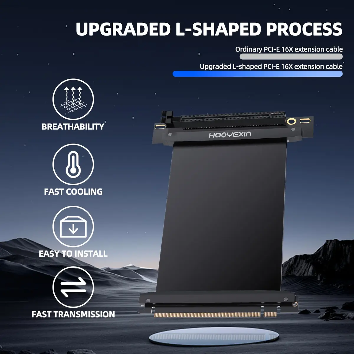 HAOYEXIN PCIE 3.0 X16 Extension Cable 15cm (5.9 inches) | Right Angle Connector for Vertical Installation - view 5