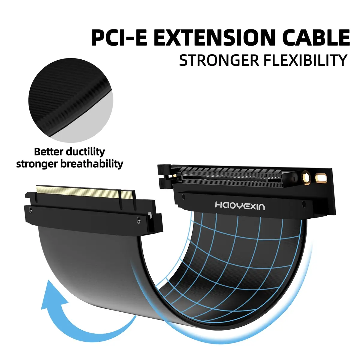 HAOYEXIN PCIE 3.0 X16 Extension Cable 15cm (5.9 inches) | Right Angle Connector for Vertical Installation - view 3