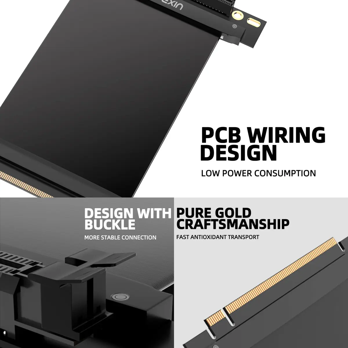 HAOYEXIN PCIE 3.0 X16 Extension Cable 15cm (5.9 inches) | Right Angle Connector for Vertical Installation - view 4