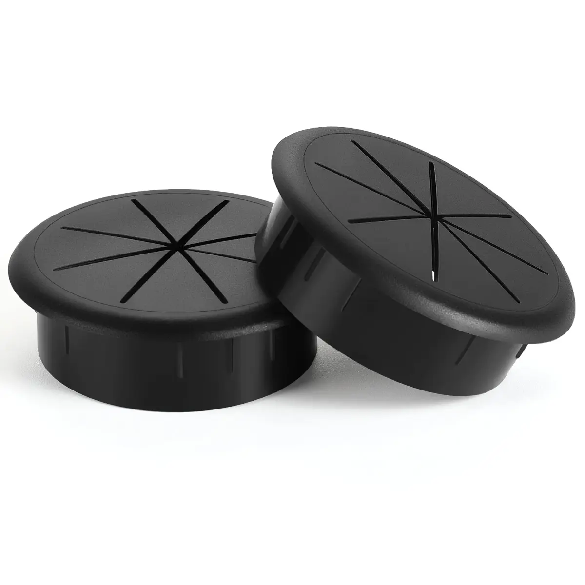 HYCC Black 2-3/8 Inch Flexible Desk Grommet (2-Pack) - Effective Cable Management - main product image