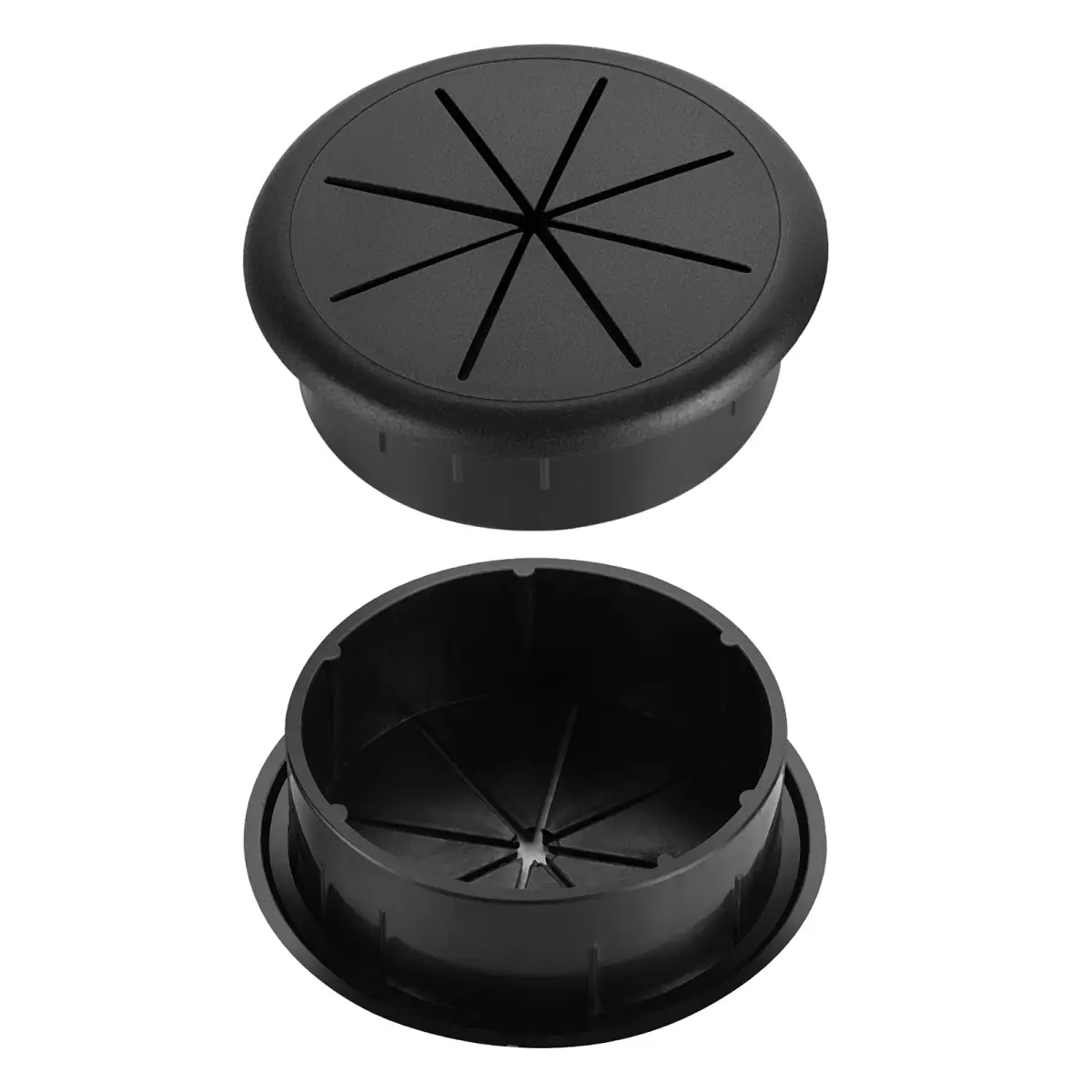 HYCC Black 2-3/8 Inch Flexible Desk Grommet (2-Pack) - Effective Cable Management - view 2