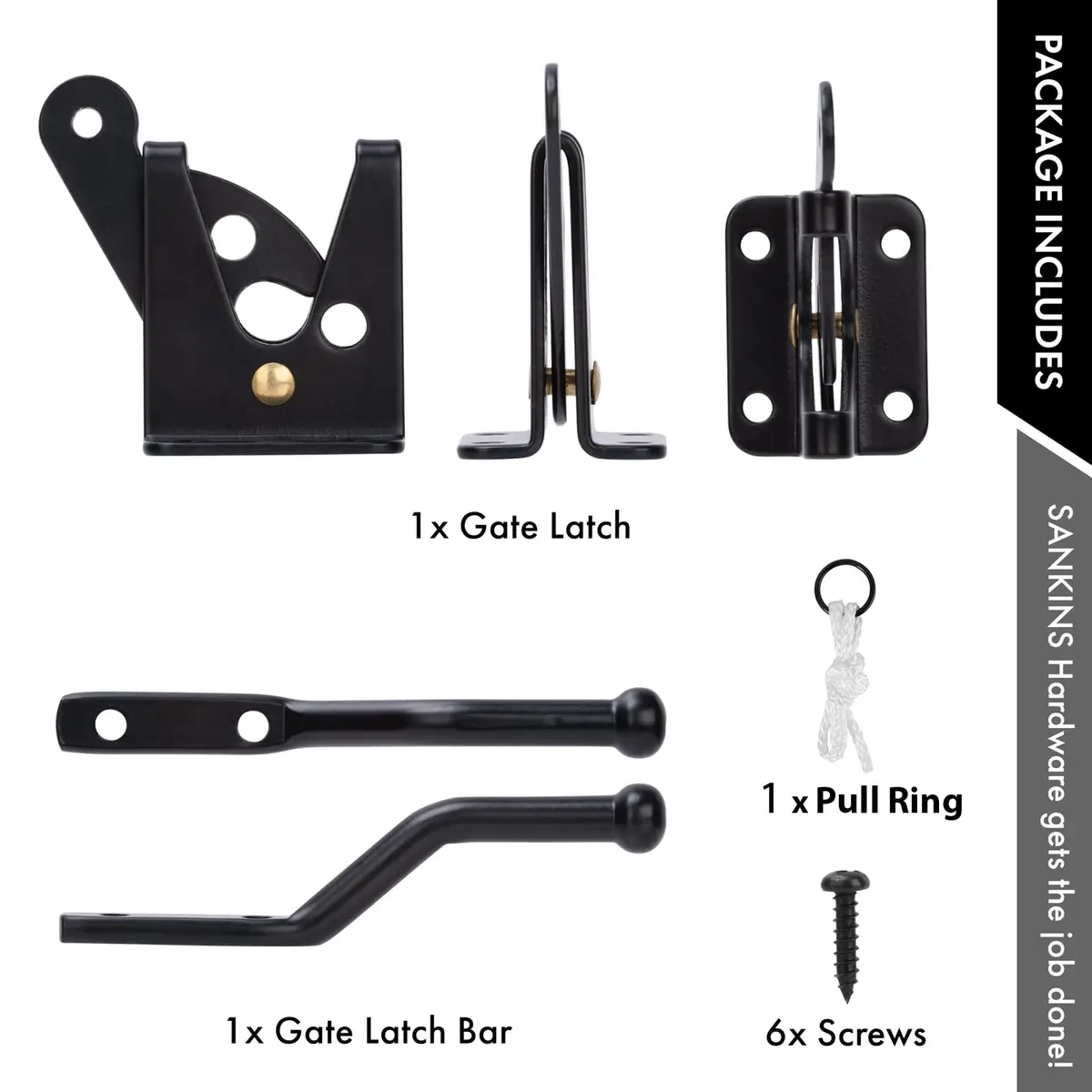 SANKINS Self Locking Gate Latch for Wooden Fence with Pull String | Heavy Duty, Lockable, Easy Install - view 5