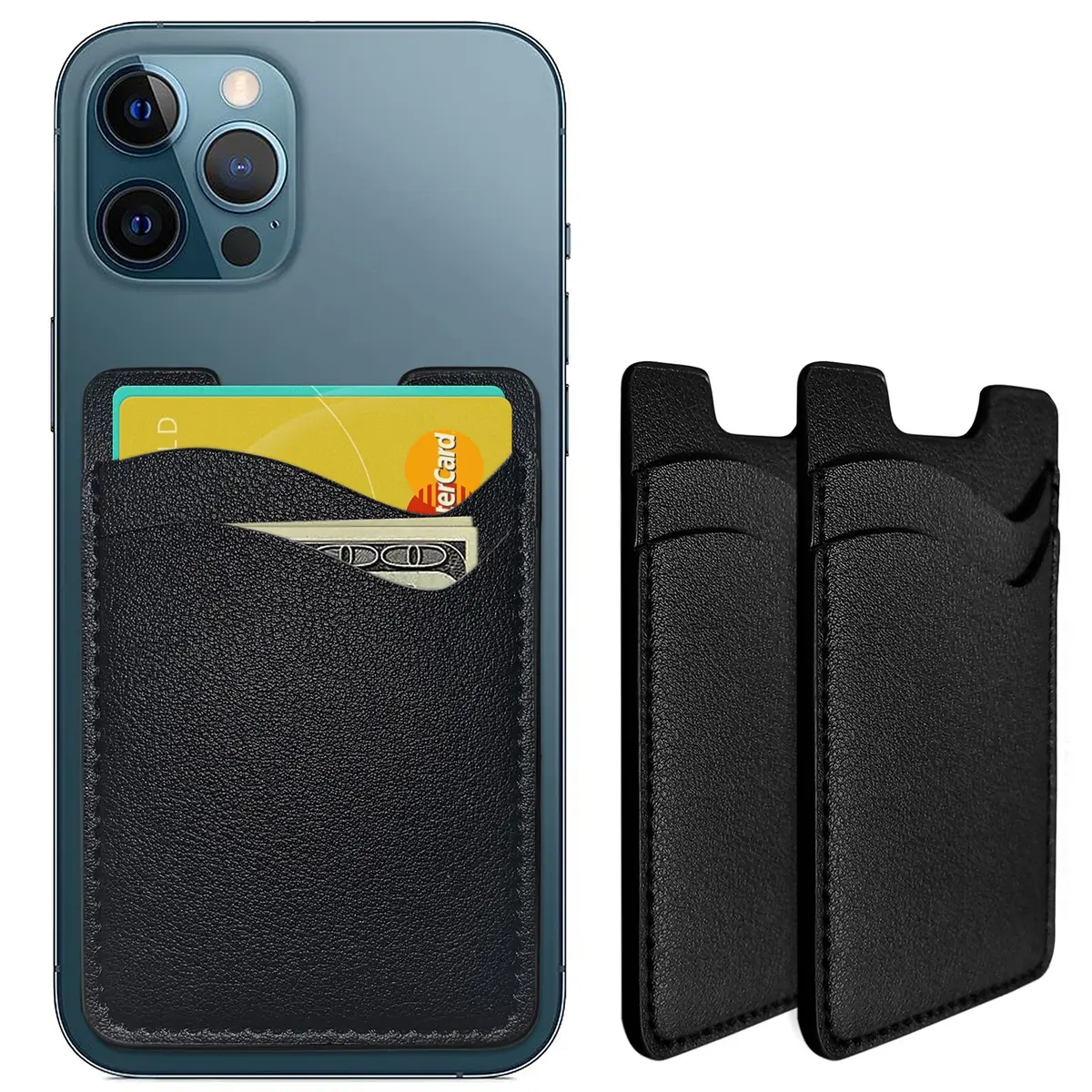 Puxnoin Leather Phone Card Holder | Slim Stick-On Wallet for Smartphones Above 4.7" - main product image