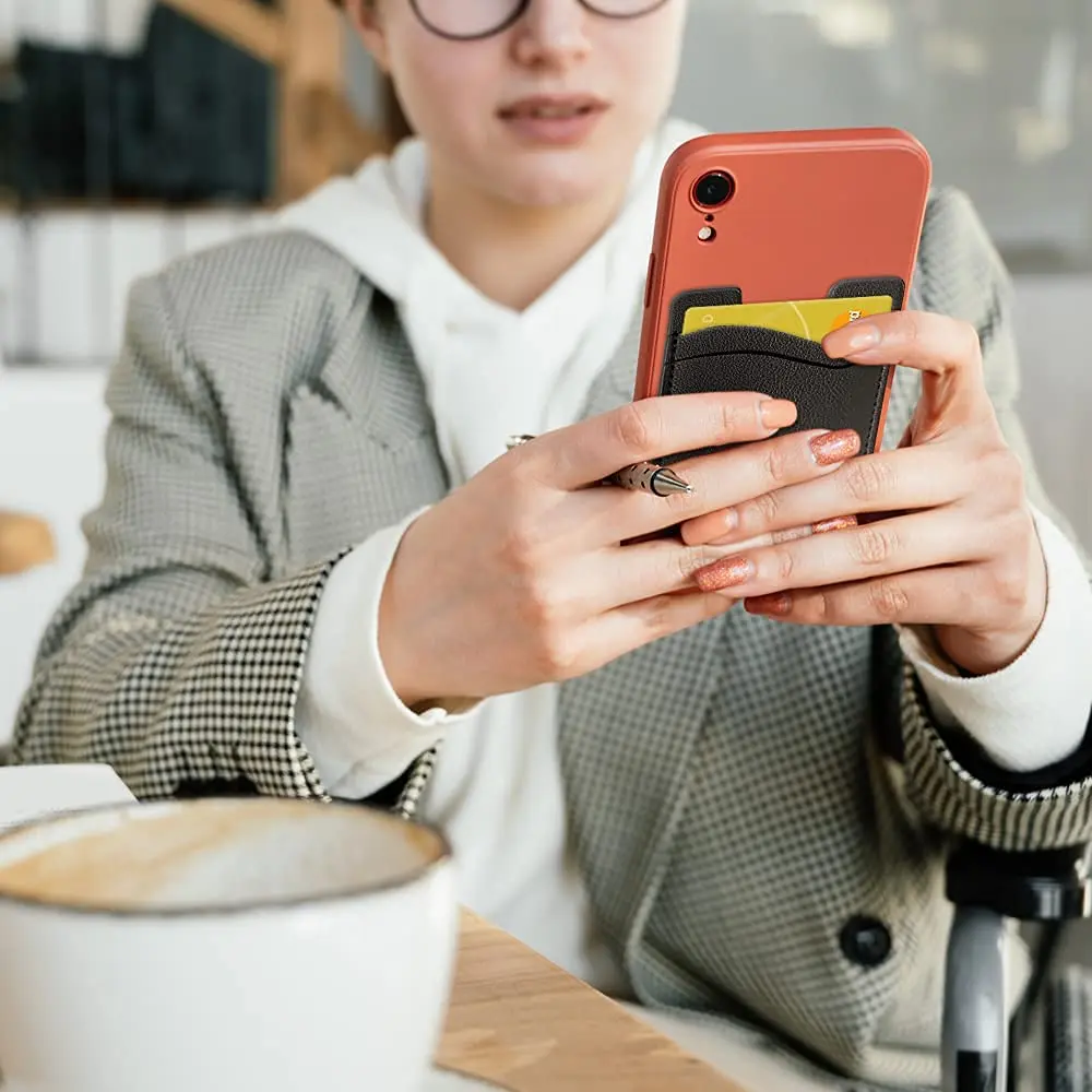 Puxnoin Leather Phone Card Holder | Slim Stick-On Wallet for Smartphones Above 4.7" - view 6