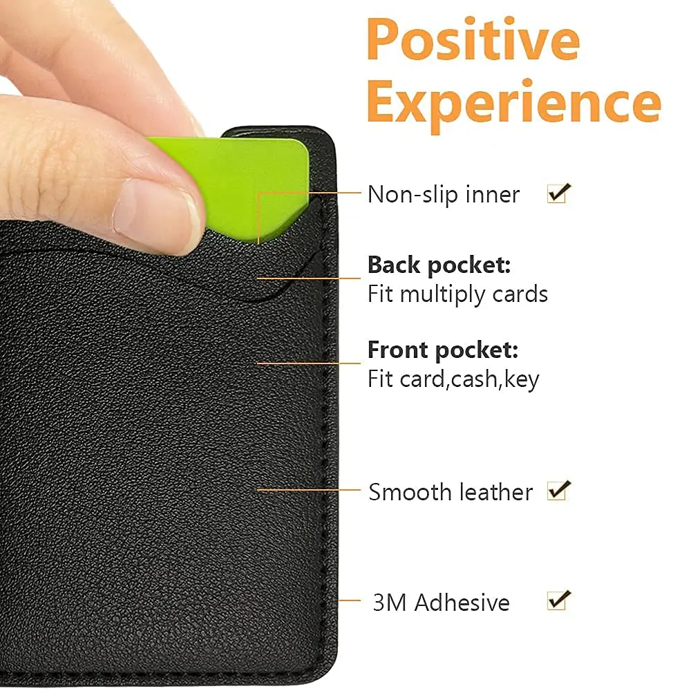 Puxnoin Leather Phone Card Holder | Slim Stick-On Wallet for Smartphones Above 4.7" - view 2