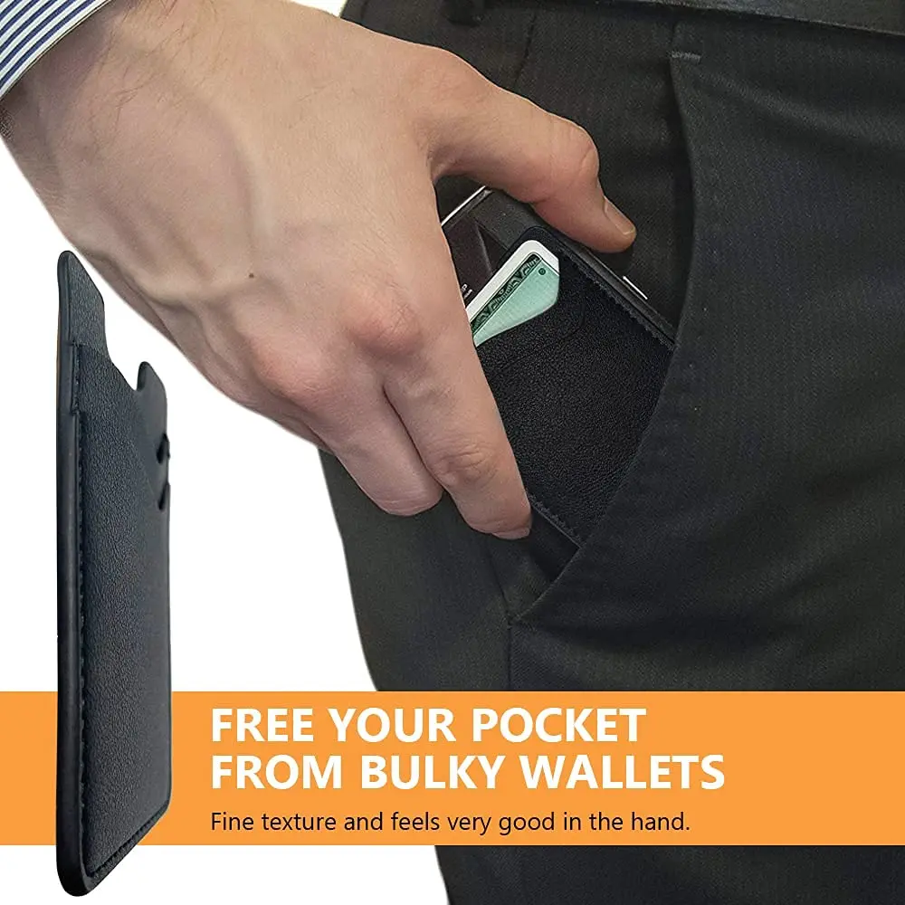 Puxnoin Leather Phone Card Holder | Slim Stick-On Wallet for Smartphones Above 4.7" - view 3