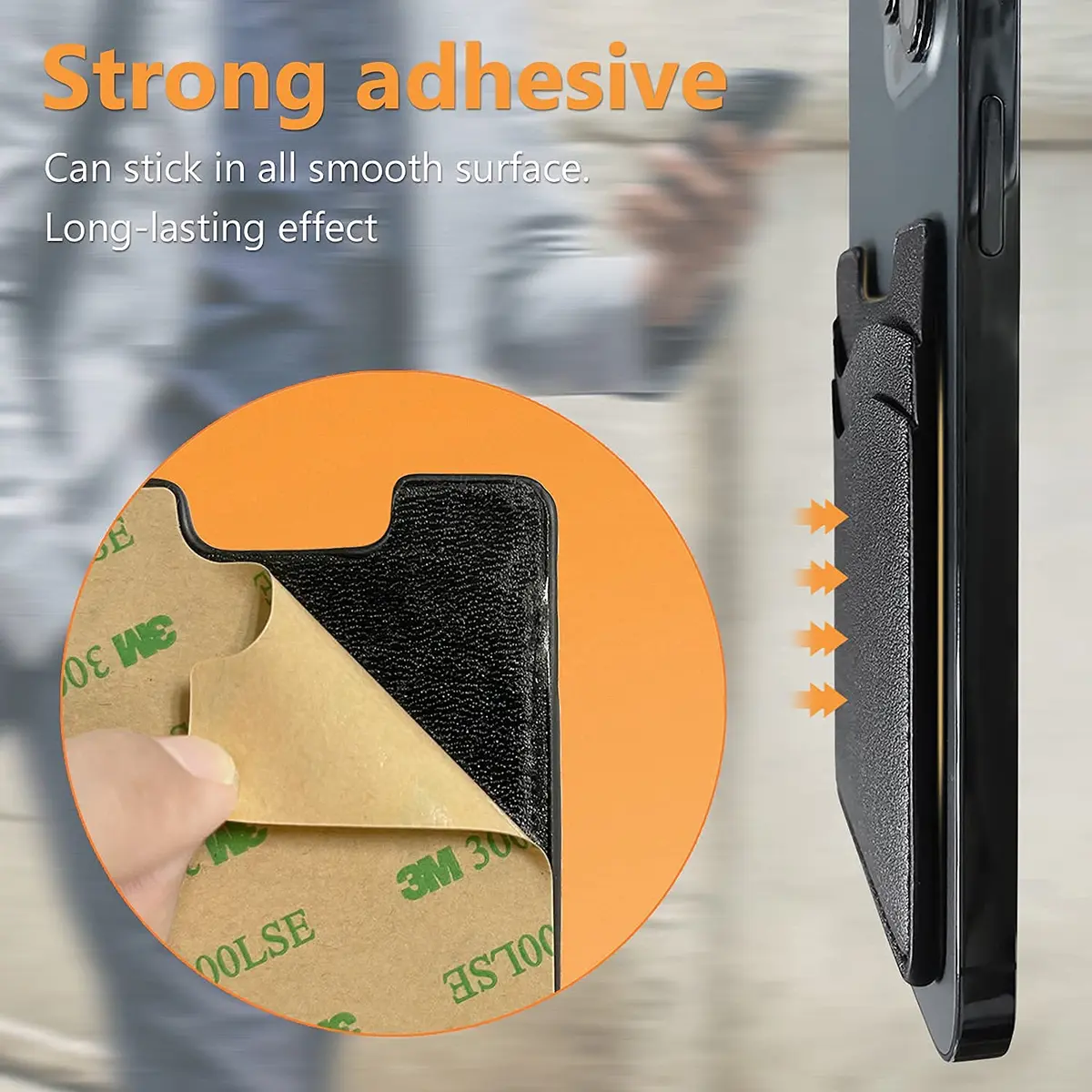 Puxnoin Leather Phone Card Holder | Slim Stick-On Wallet for Smartphones Above 4.7" - view 4