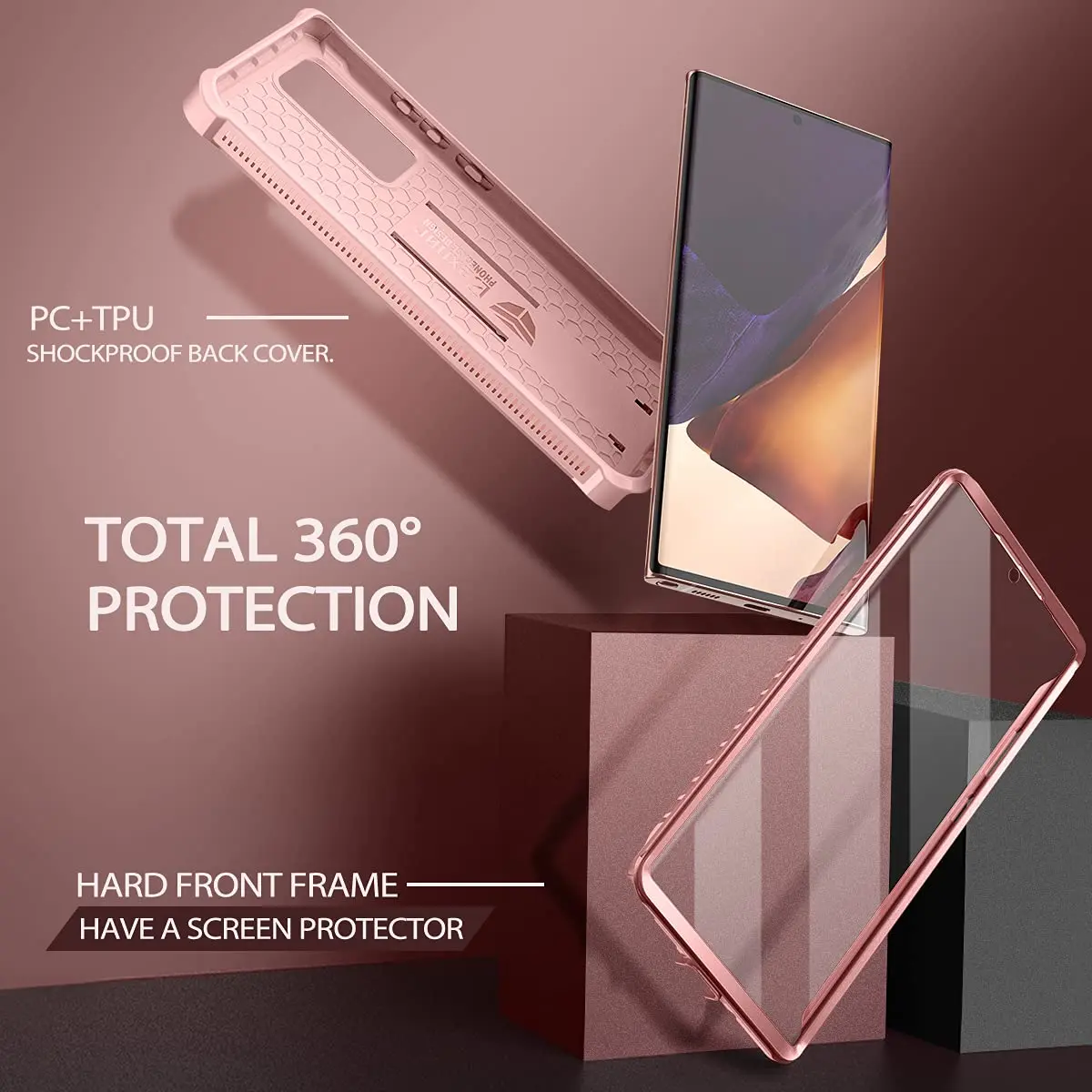 Dexnor Rose Gold 5G Case for Samsung Galaxy Note 20 Ultra 6.9 inches | Built-in Screen Protector & Kickstand - view 3