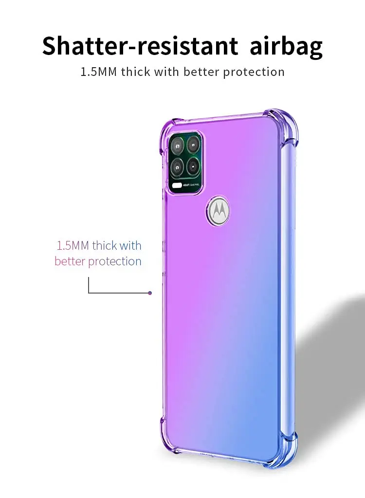 Lmposla Cellular Phone Case for Motorola Moto G Stylus 5G (2021), Pink/Teal Shockproof TPU, Soft Silicone, 2mm Protruding Edges - view 3