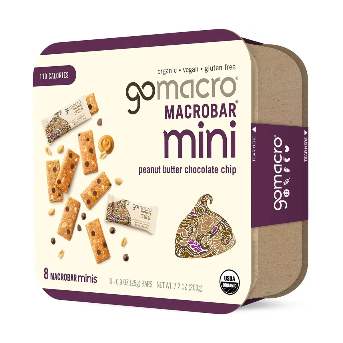 GoMacro Organic Peanut Butter Chocolate Chip Mini MacroBars 8 Pack | Vegan & Gluten-Free Snack - view 2