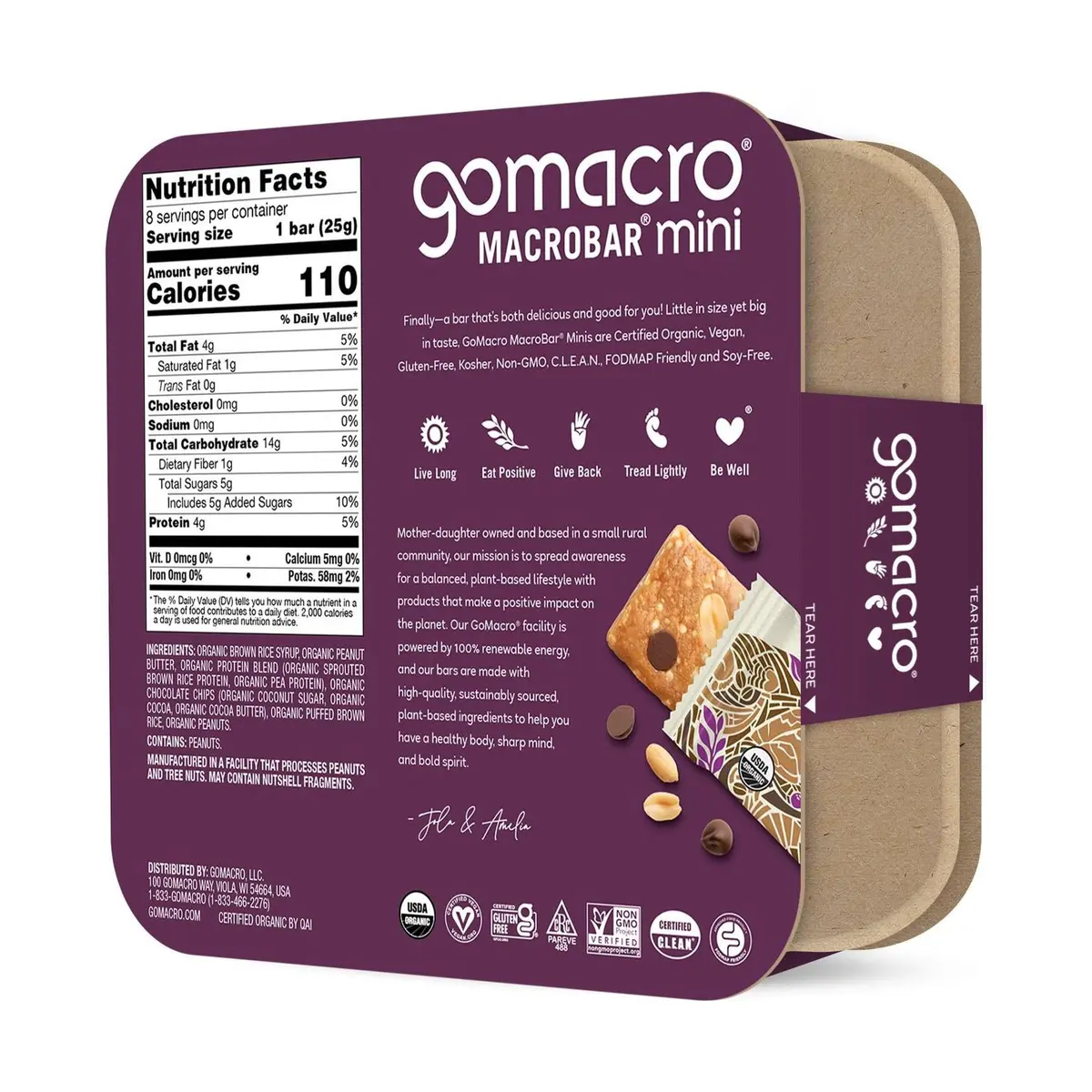 GoMacro Organic Peanut Butter Chocolate Chip Mini MacroBars 8 Pack | Vegan & Gluten-Free Snack - view 3