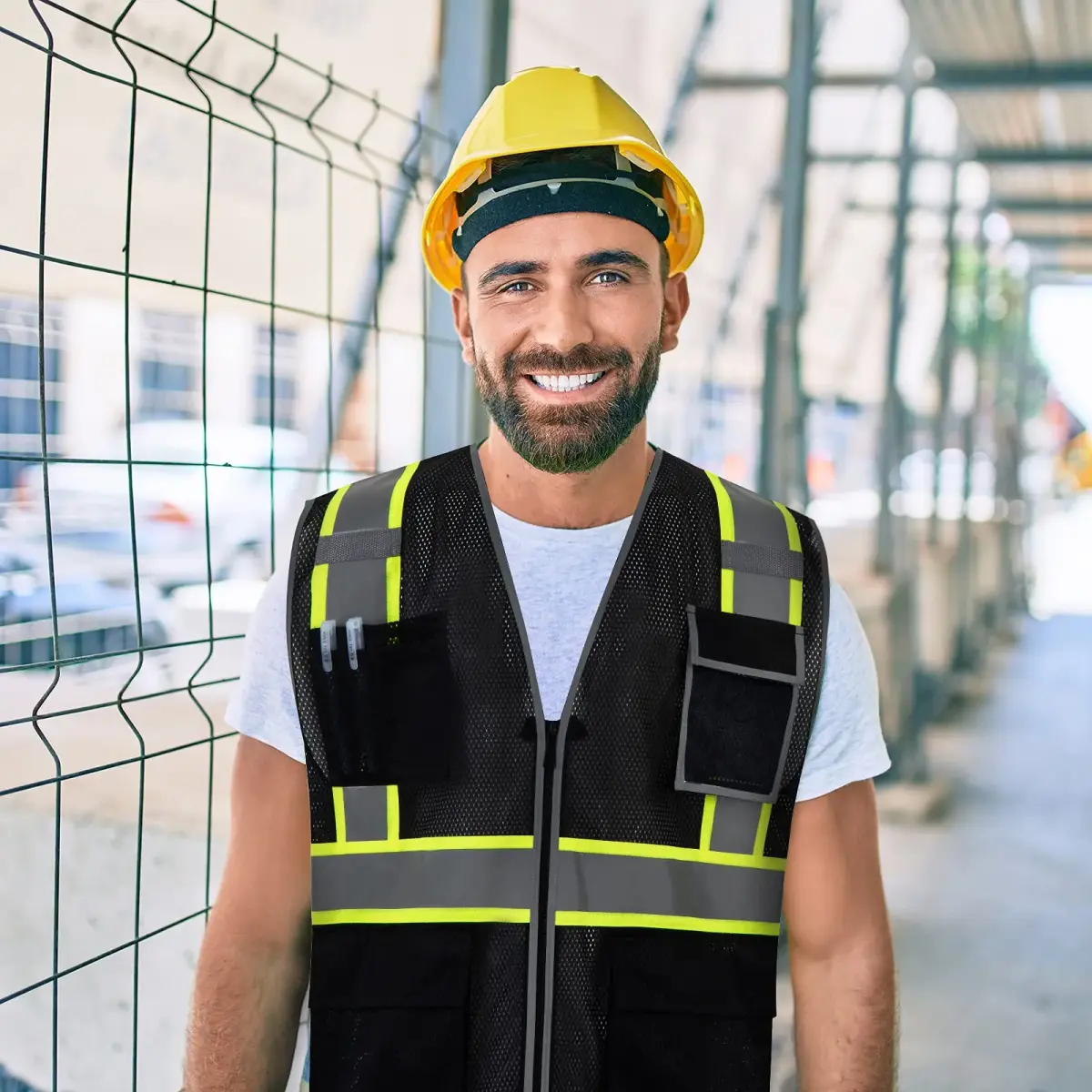 SKSAFETY Black Safety Vest with Zipper and Reflective Strips, Class 2 ANSI/ISEA Standard, 3XL - view 9