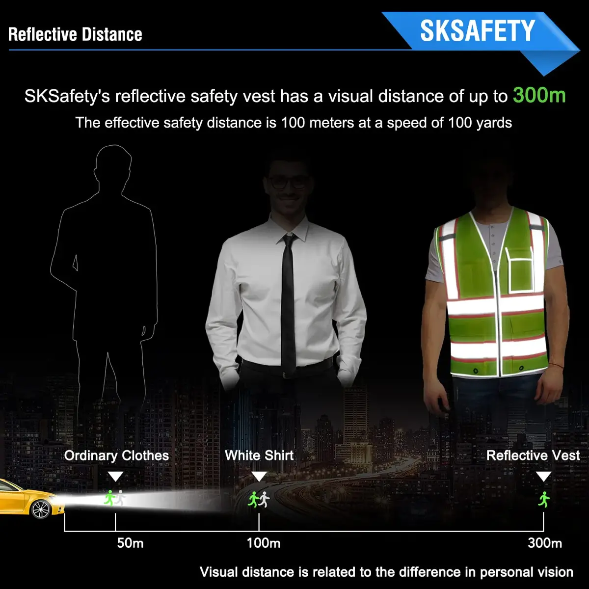 SKSAFETY Class 2 High Visibility Safety Vest XL | ANSI/ISEA 107-2020 Compliant with 360° Reflective Strips - view 3