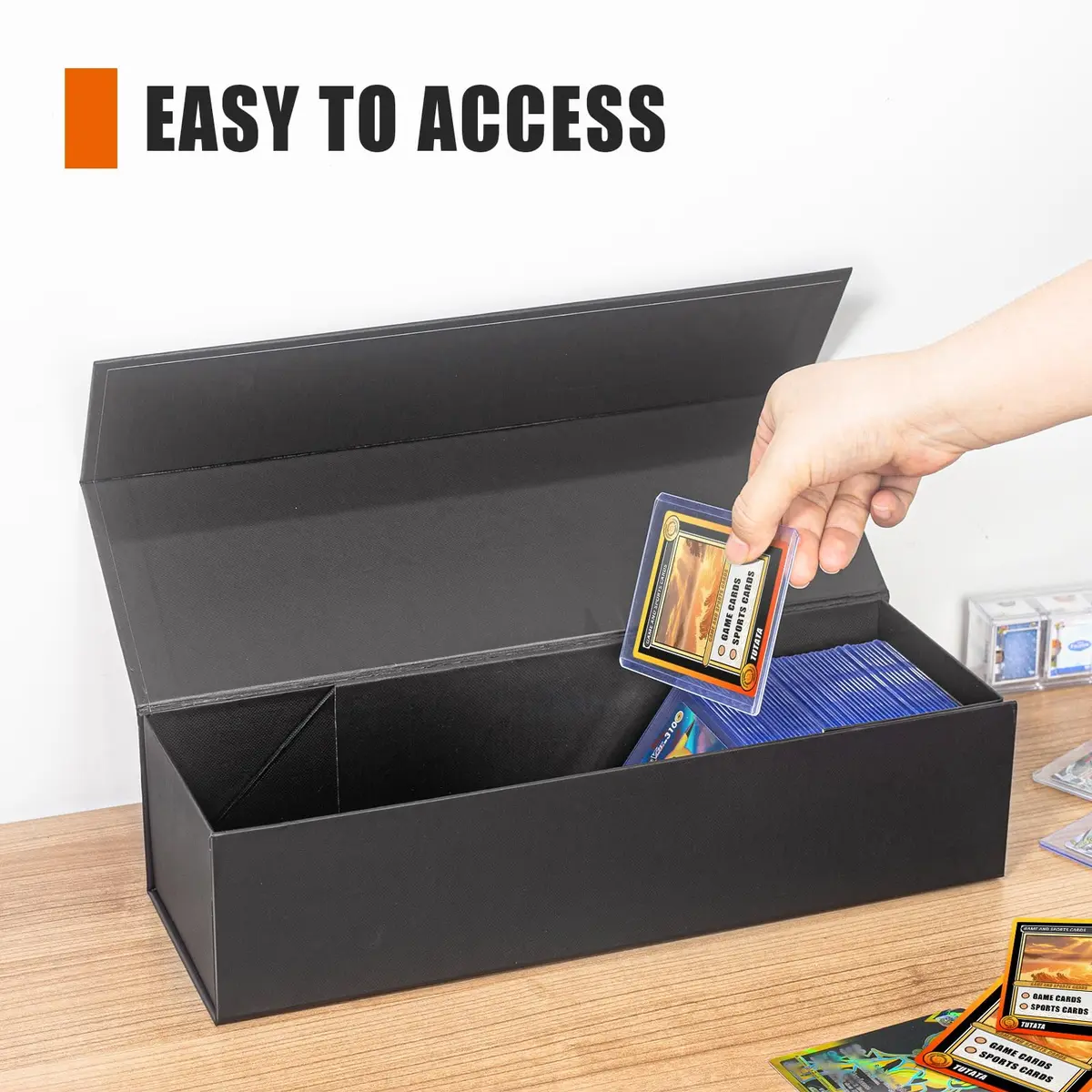 tutata Trading Card Storage Box Holds 900+ Cards | Durable, Waterproof & Magnetic Closure - view 2