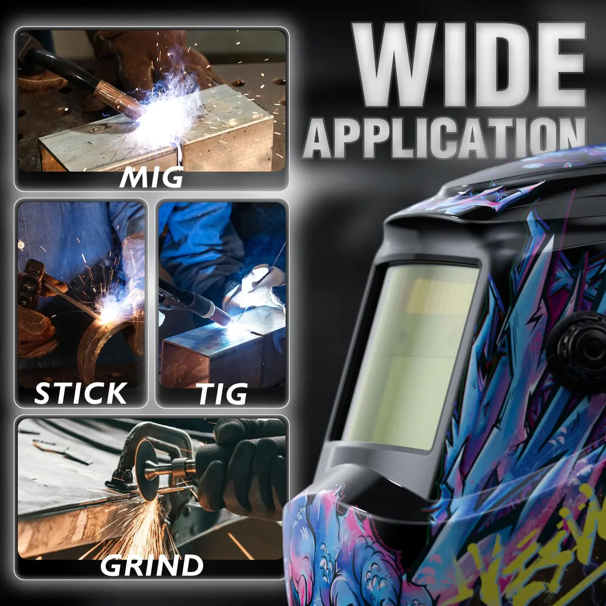 YESWELDER Auto Darkening Welding Helmet LYG-L600A True Color 1/1/1/1 Optical Clarity | ANSI Z87.1 Certified - view 5
