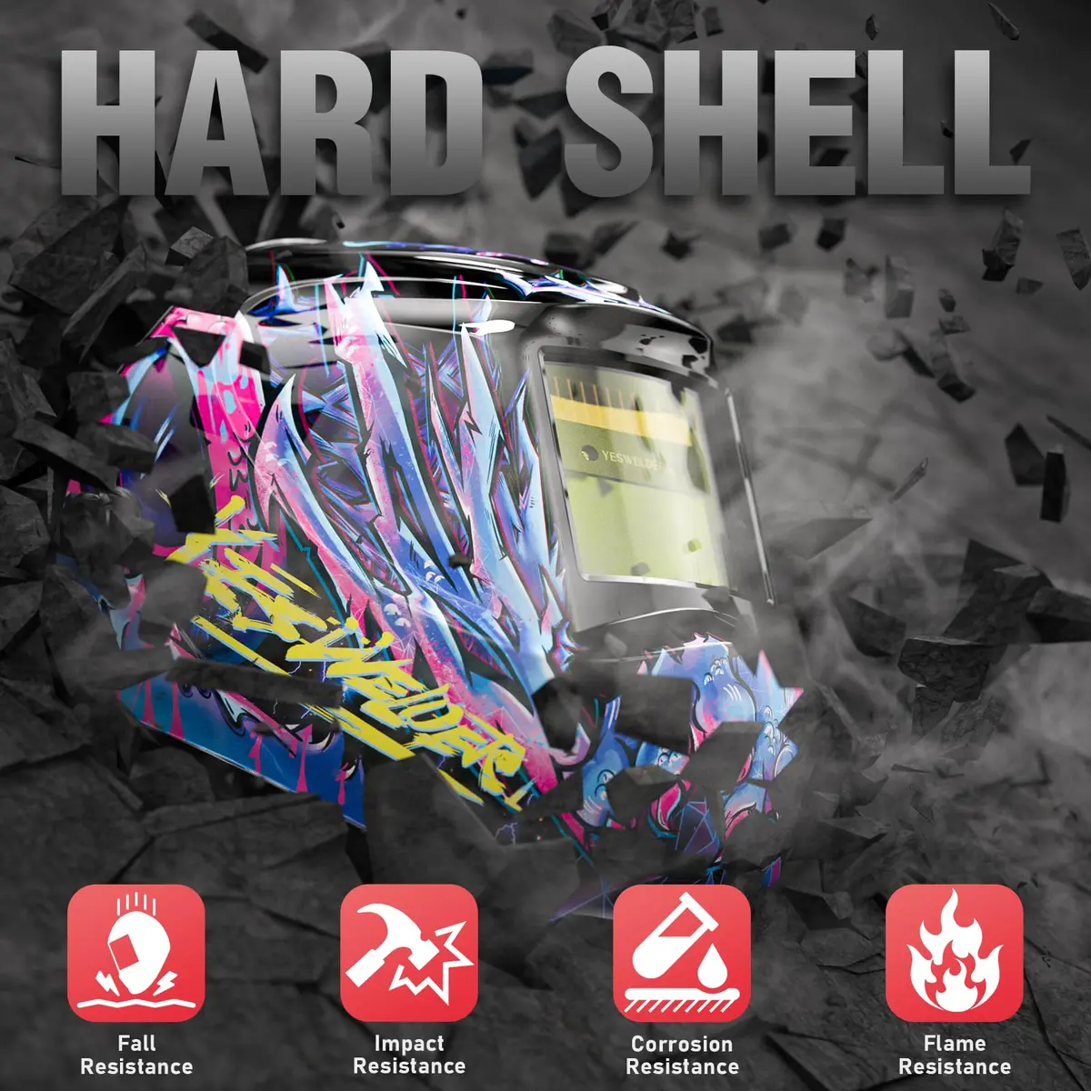 YESWELDER Auto Darkening Welding Helmet LYG-L600A True Color 1/1/1/1 Optical Clarity | ANSI Z87.1 Certified - view 4