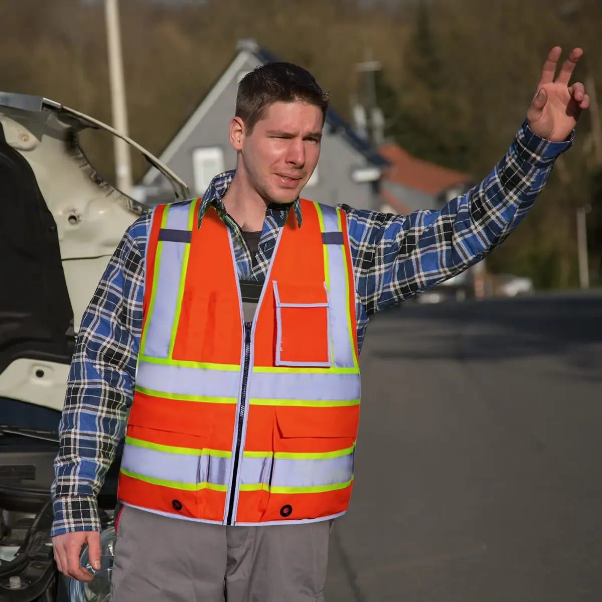 SKSAFETY Class 2 High Visibility Safety Vest Orange XL | ANSI/ISEA 107-2020 Compliant Work Vest - view 9